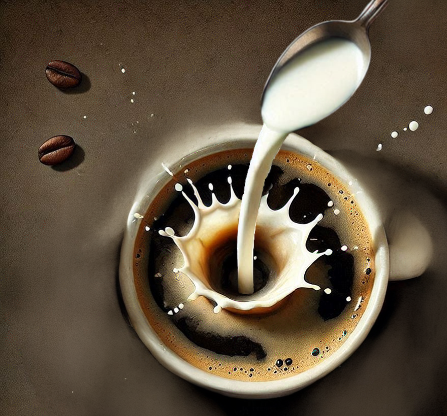 Black coffee turning white