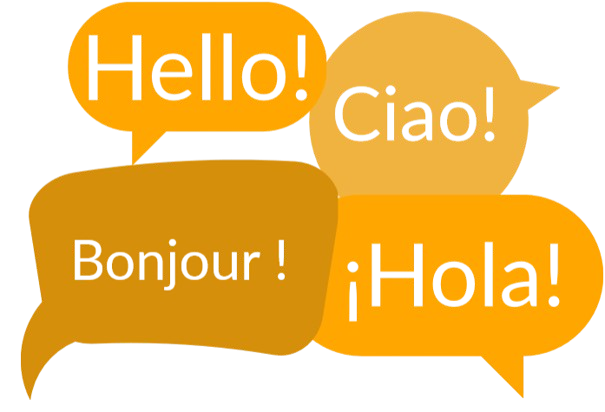 Hello in different languages including Englsih, Italian, French and Spanish